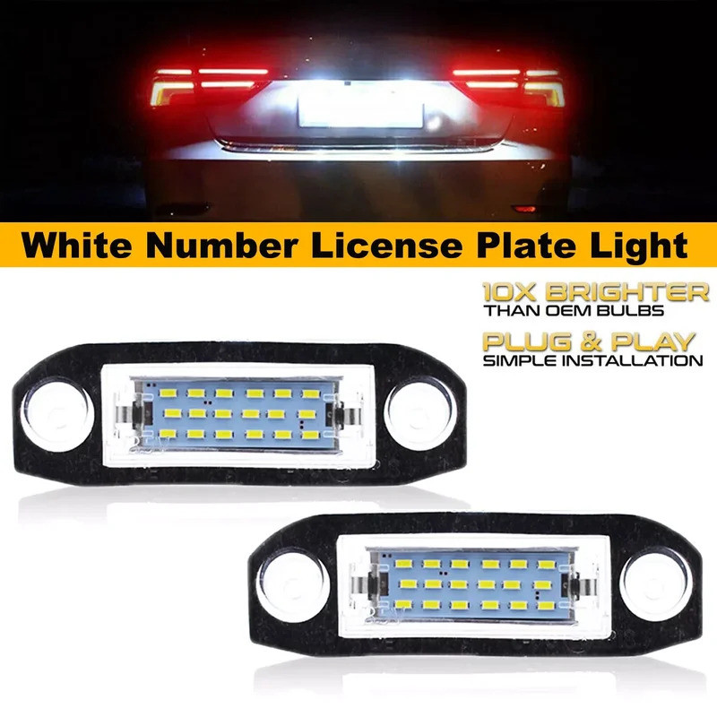 2pcs ไฟ LED สีขาวข้อผิดพลาดฟรีจํานวนป้ายทะเบียนไฟสําหรับ Volvo S80 XC90 S40 V60 XC60 S60 C70 V50 XC7