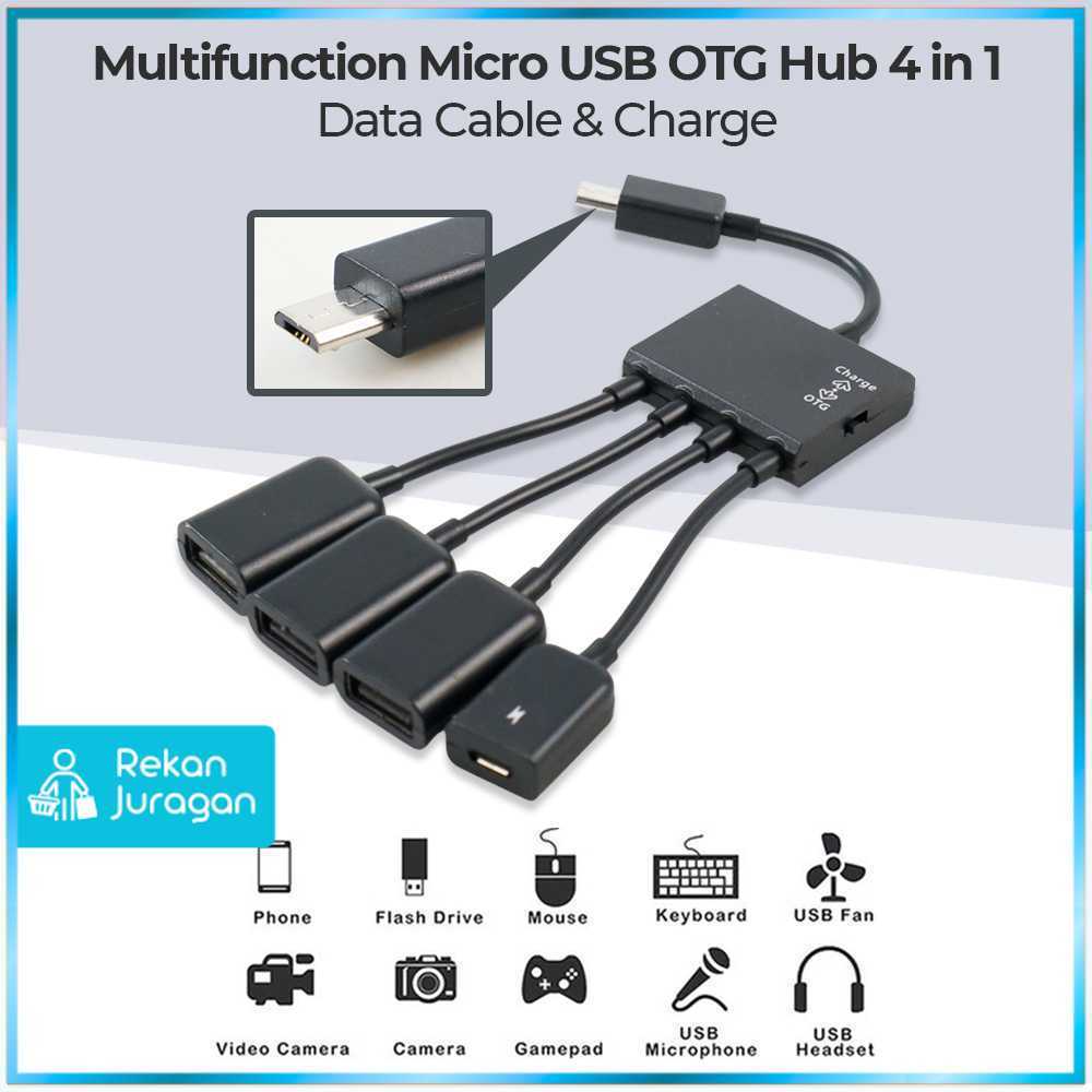 มัลติฟังก์ชั่น Micro USB OTG Hub 4in1 Data Cable & Charge - M3H4