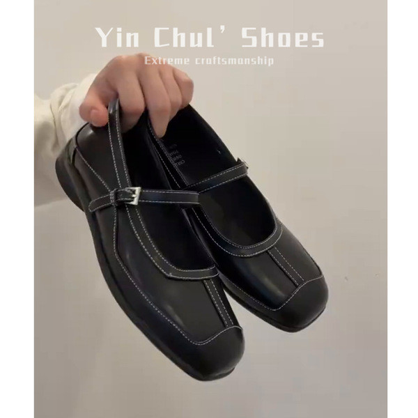 mary jane ส้นสูง mary jane shoes รองเท้าMary Janeหญิง หนังเนียน buckle ทรงแบน ใส่ได้ทุกโอกาส