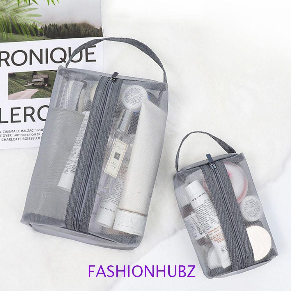 Fashionhubz กระเป๋าเครื่องสําอาง ผ้าตาข่าย มีซิป ขนาดใหญ่ จุของได้เยอะ สีโปร่งใส เหมาะกับนักเรียนผู้ชาย และผู้หญิง สําหรับจัดระเบียบห้องน้ํา