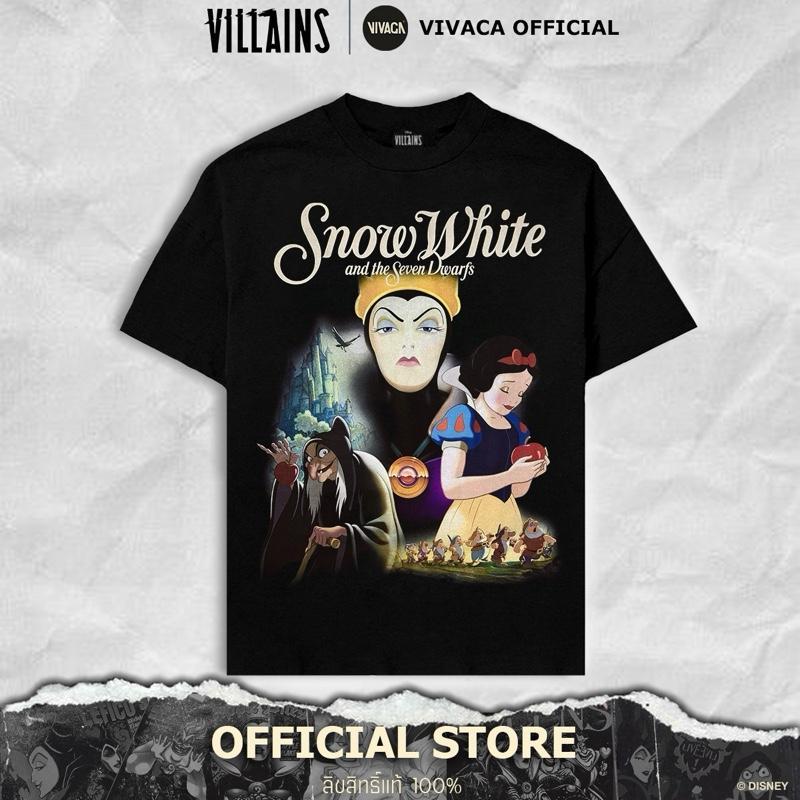 เสื้อยืดDisney TM-233 ลิขสิทธิ์แท้ ( Snow White Evil Queen ดำ/ สกรีนหน้า)