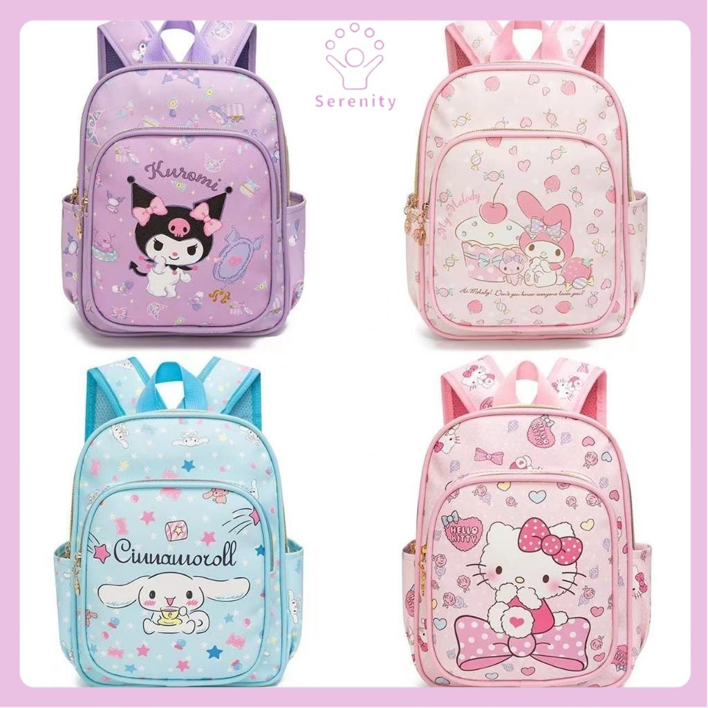 SERENITY (614) กระเป๋าเป้สะพายหลังเด็ก Kuromi Pom Purin-Purin Hello Kitty Melody Bag Import Premium