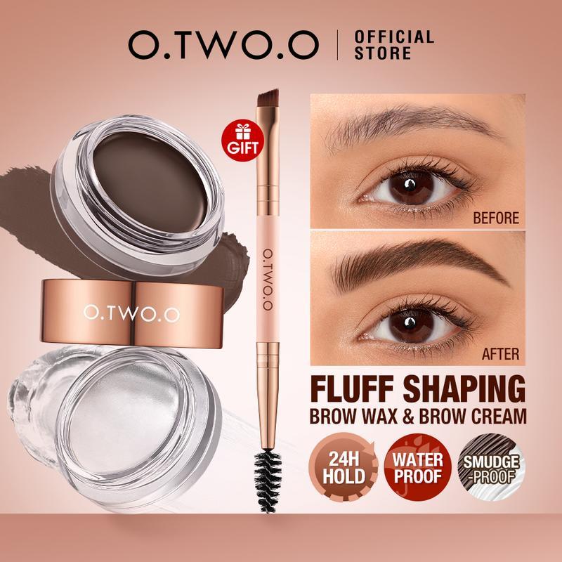 O.TWO.O 2-in-1 Eyebrow Long-lasting Hold Color Locking FLUFF SHAPING BROW WAX & BROW CREAM 3D Wild E