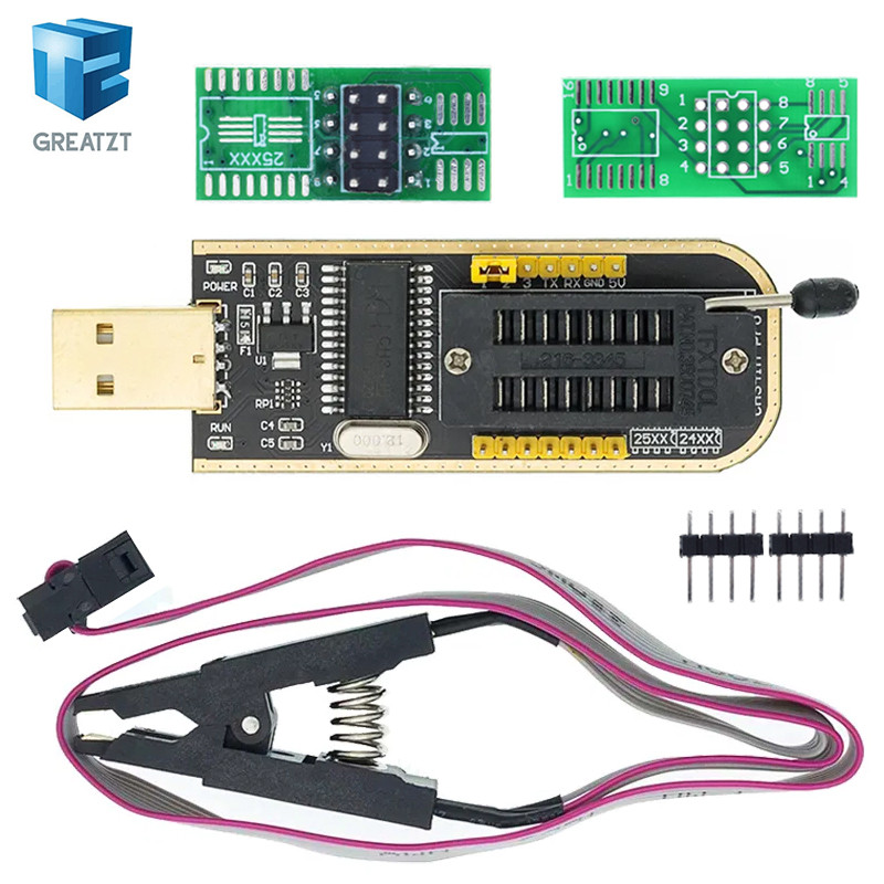 1PCS CH341A CH341B 24 25 Series EEPROM แฟลช BIOS USB Programmer โมดูล + SOIC8 SOP8 ทดสอบคลิปสําหรับ 
