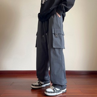 Chaistyle กางเกงชายทรงตรงขากว้างทรงหลวมสไตล์อเมริกันสำหรับฤด…