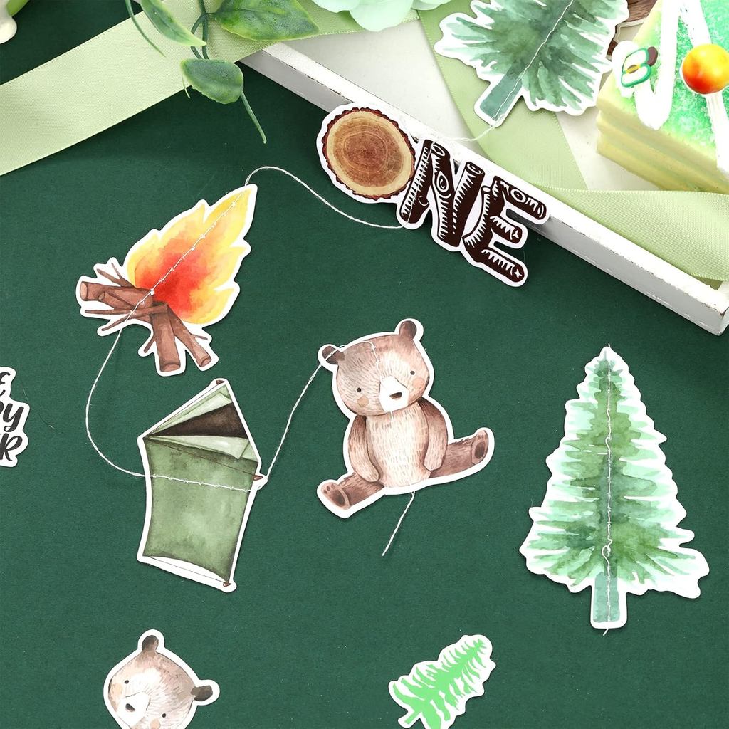Kreatwow One Happy Camper Birthday Decoration Camping 1st Birthday Hanging Garland Camping Themed Pa