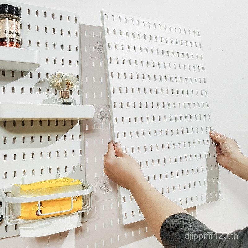 Nail-Free Perforated Wall Hole Board Self-Adhesive Kitchen Wall ขนาดใหญ่พิเศษแขวนชั้นวางของห้องน้ํา 