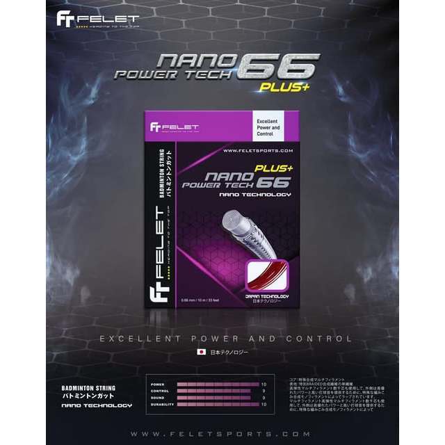 FELET เอ็นแบดมินตัน NANO POWER TECH 66 PLUS 0.66mm