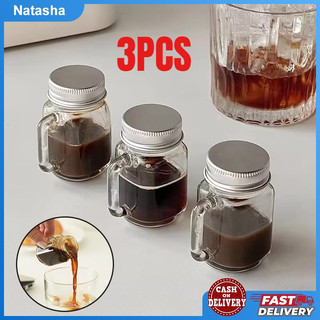 3PCS Mini Mason Jar With Lid Leakproof Party Bar Vodka Spirits Shot For Jam Honey Portable Glass Coffee