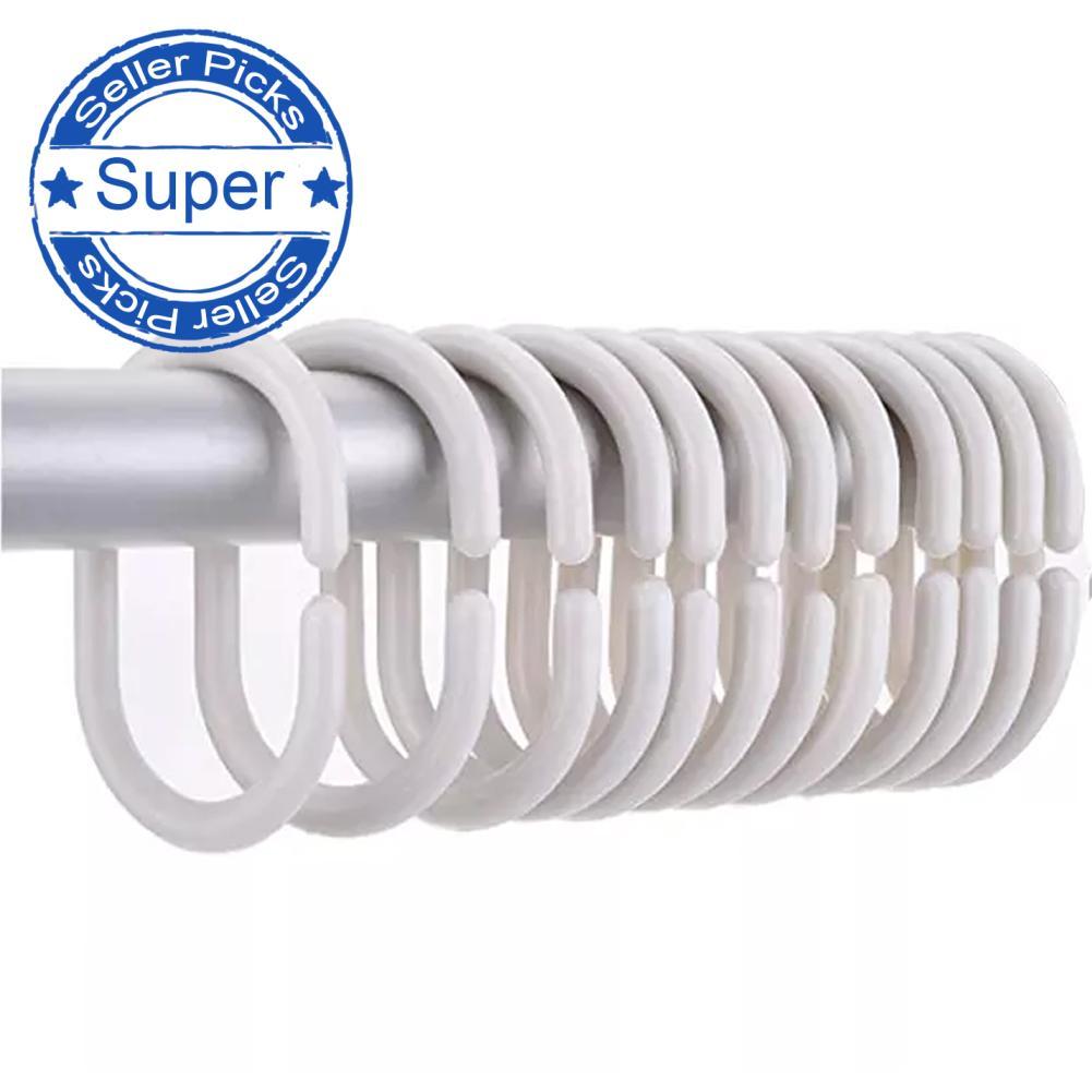 ชุดพลาสติกสีขาวรูปตัว C ผ้าม่านอาบน้ําแหวนตะขอห้องน้ําตะขอห่วง C ผ้าม่าน Q4e4