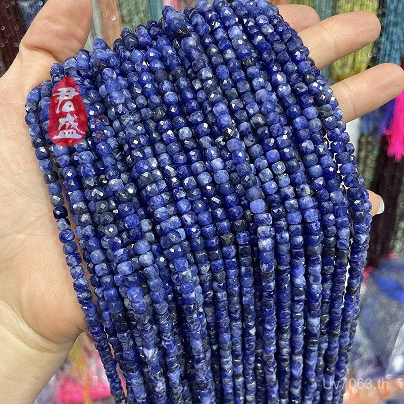 สร้อยคอไพลินขายส่งอุปกรณ์เสริม sodaliteDIY เครื่องประดับสร้อยข้อมือ Faceted ลูกปัดหลวมฮาร์ดดิสก์หินโ