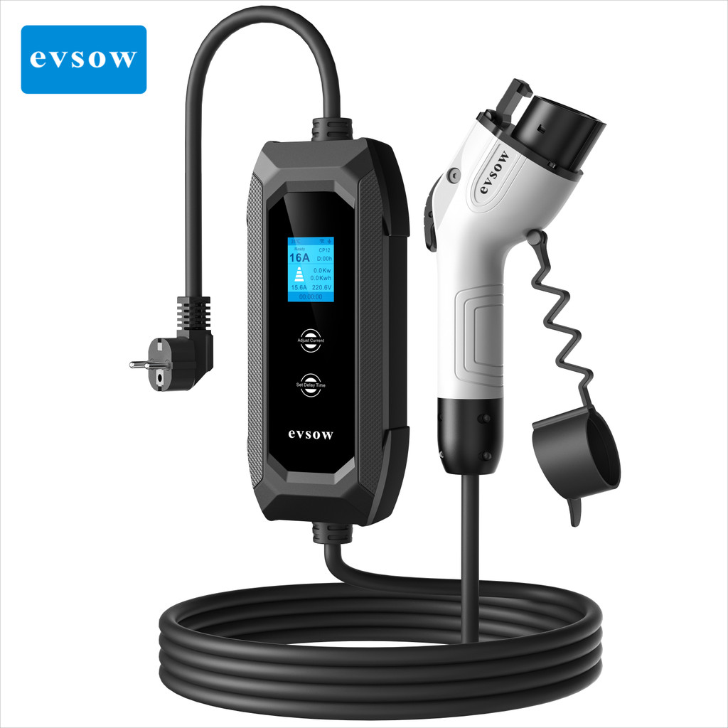 Evsow 3.5KW 16A EV Charger Type1 แบบพกพาไฟฟ้า Car Charger 1Phase EV Charger Station Wallbox EVSE EV 