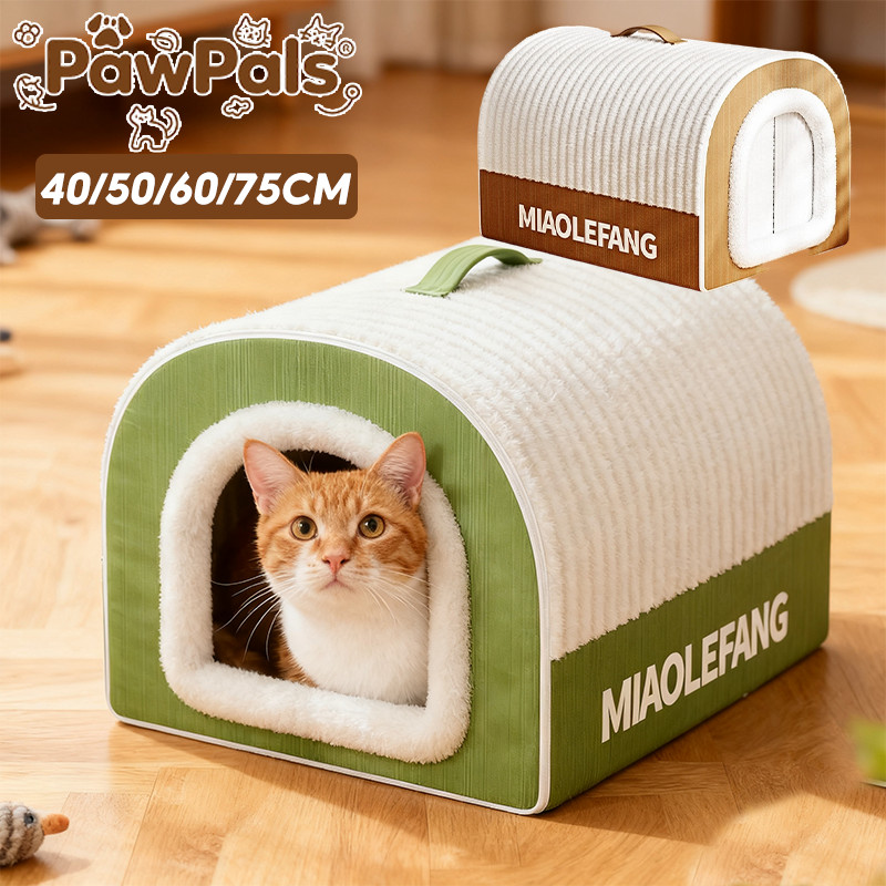PawPals บ้านหมา ที่นอนแมว L/XL/XXL บ้านแมว บ้านหมา คอนโดแมว การเพิ่มความอบอุ่น ทรงโค้ง พกพาสะดวก ใหญ