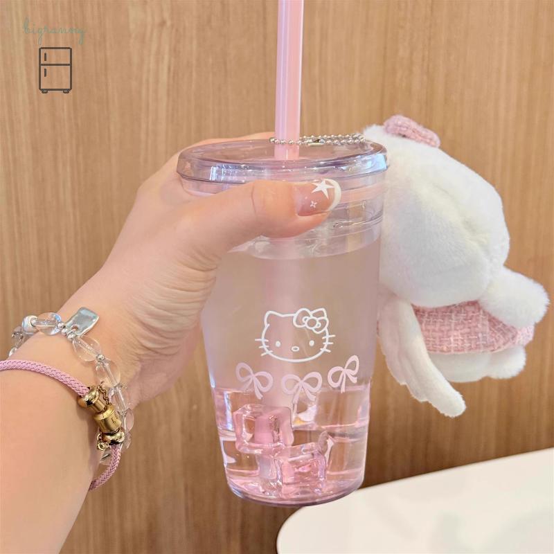 [bigrunng] 1ชิ้นมูลค่าสูงถ้วยฟางสร้างสรรค์การ์ตูนน่ารักHello Kittyถ้วยกาแฟนักเรียนสํานักงานบ้านถ้วยพลาสติกของใช้ในครัวเรือนสจ - รูปที่ 2