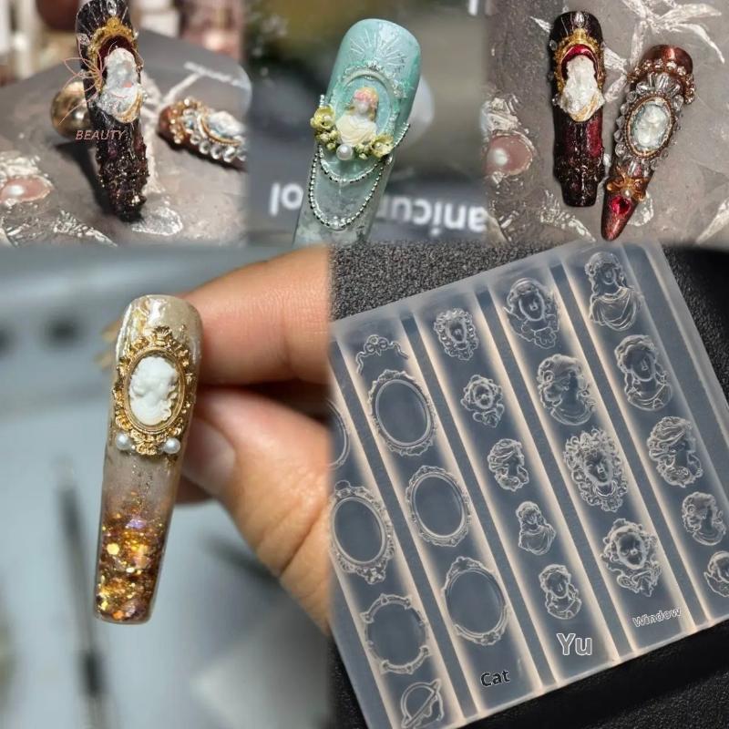 [maybeauty] 1 ชิ้นซิลิโคนแม่พิมพ์เล็บ Medusa กรอบรูป 3D หัวงูกรอบรูปตกแต่งเล็บ DIY ศิลปะสร้างสรรค์ Dark สไตล์เล็บแม่พิมพ์ {TH}