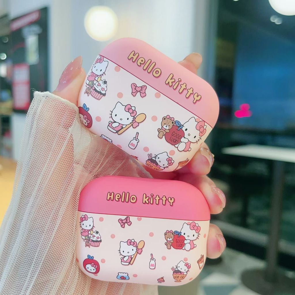 (Pro3 2025) เคสคิตตี้น่ารักสําหรับ AirPods4/4ANC(2024)1/2/3/Pro/Pro2/Pro3 เคส TPU แบบนุ่ม
