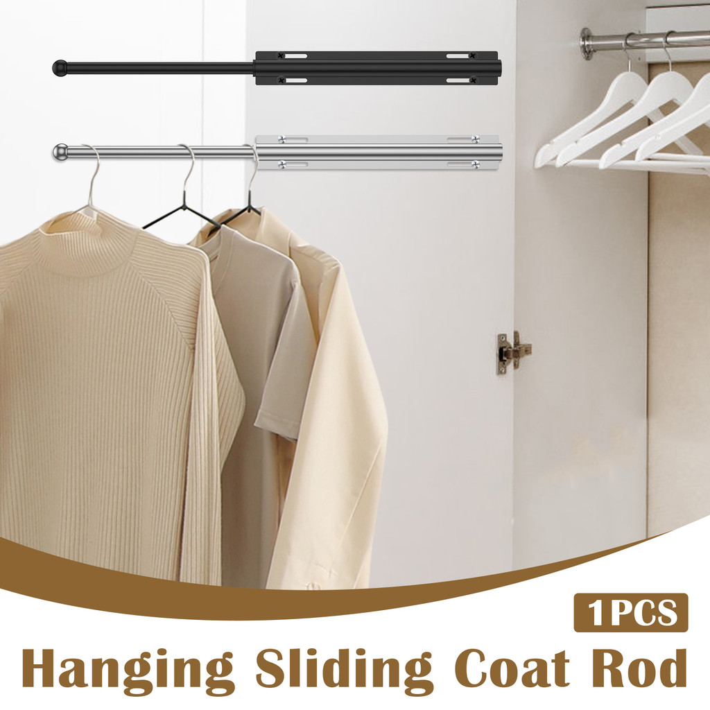 Valet Rod สําหรับตู้เสื้อผ้าดึงพร้อมสกรู Retractable Closet Valet Rod สไลด์สําหรับแขวนเสื้อผ้า SHOPQ