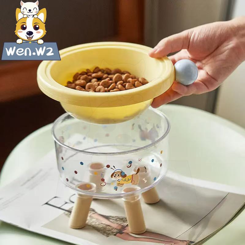 wen.W2 ชามใส่อาหารสัตว์เลี้ยงคุณภาพสูงระดับ ที่เหมาะสมสำหรับผู้ให้อาหารแมวป้องกันการลื่น และการล้มคว่ำโถแมวสำหรับสุนัขสแ