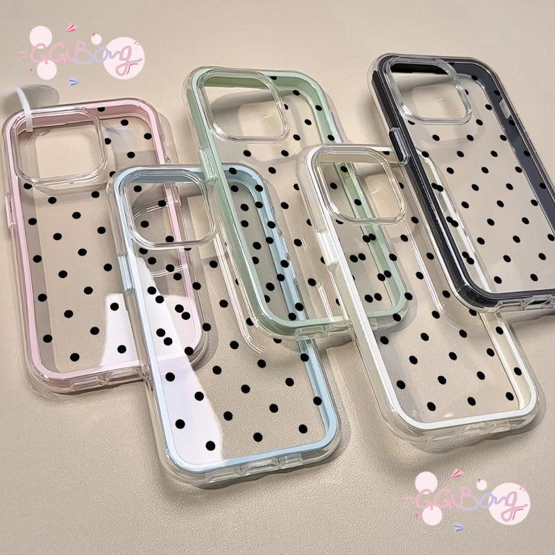 สำหรับ IPhone 17 15 air 16 11 13 12 14 Pro Max XR XS X Max 14 16 15 Plus ง่าย Polka จุด 2 ใน 1 กันชนกันกระแทกเคสใส