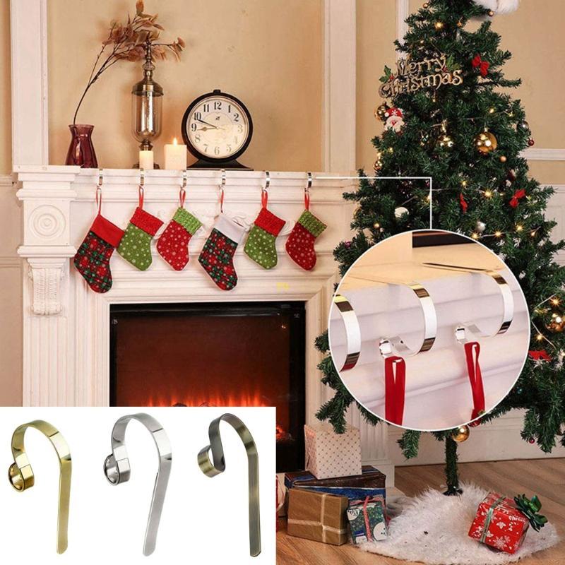 Yu Christmas Stocking Holders Christmas Stocking Hangers for Mantle Decorative Hooks for Mantel Free