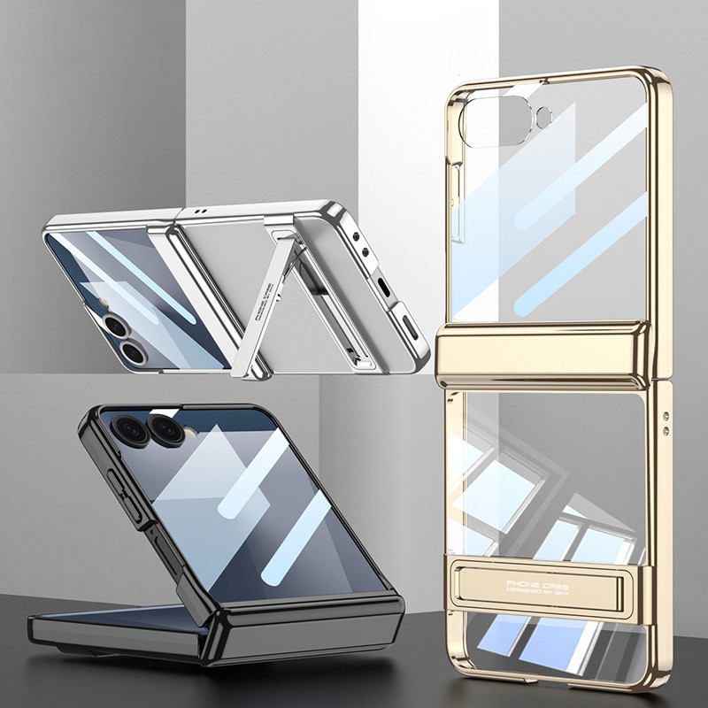 สําหรับเคสโทรศัพท์ Samsung Galaxy Flip 7 Flip 7 ฟิล์มเปลือกผู้ถือปลอกหนังแบบบูรณาการโปร่งใส Flip 7 S