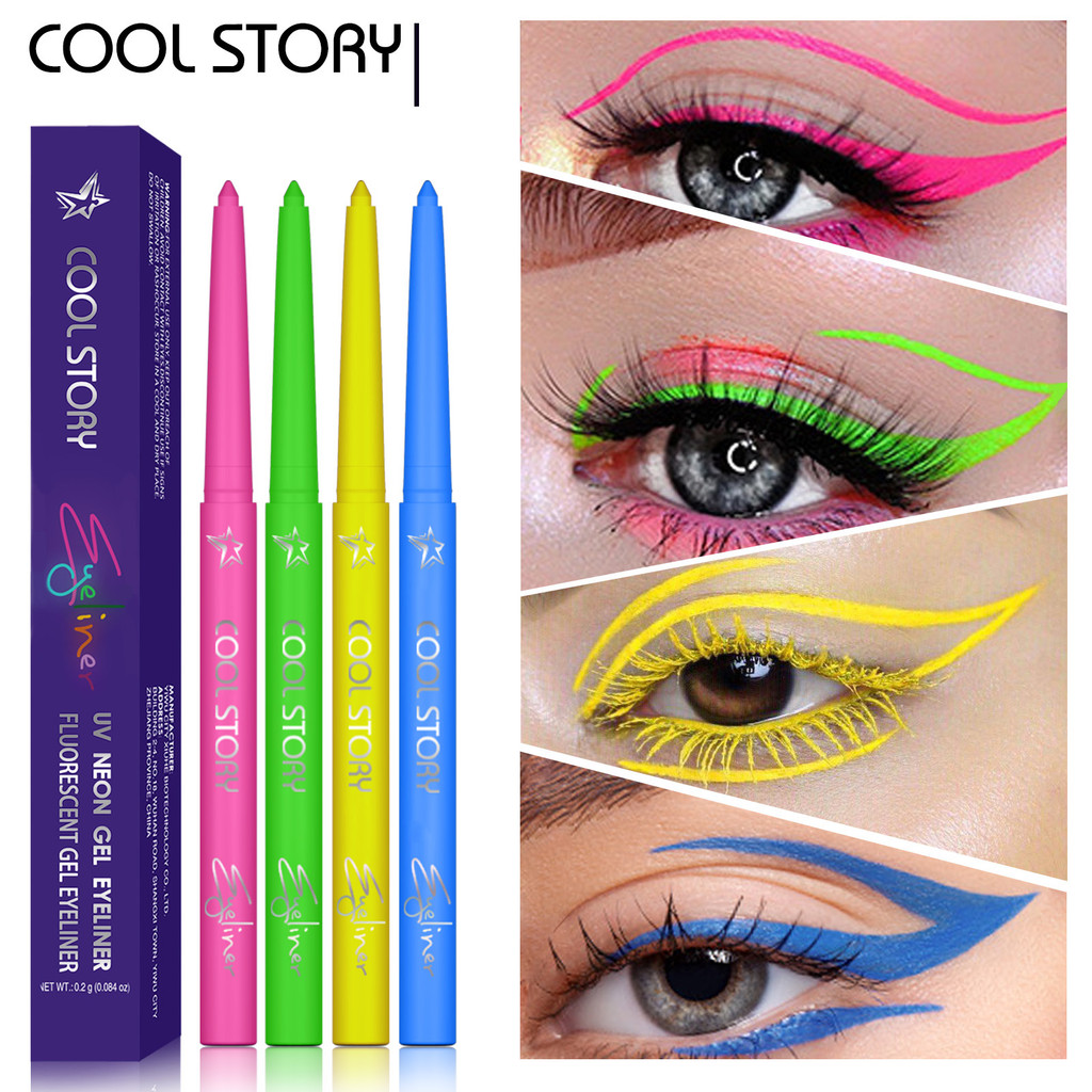 Body Paint แต่งหน้าเรืองแสงนีออนอายไลเนอร์เจลปากกา Uv กันน้ํา Long-lasting Smooth Eyeliner สีสัน Face Eyes ภาพวาดปากกา