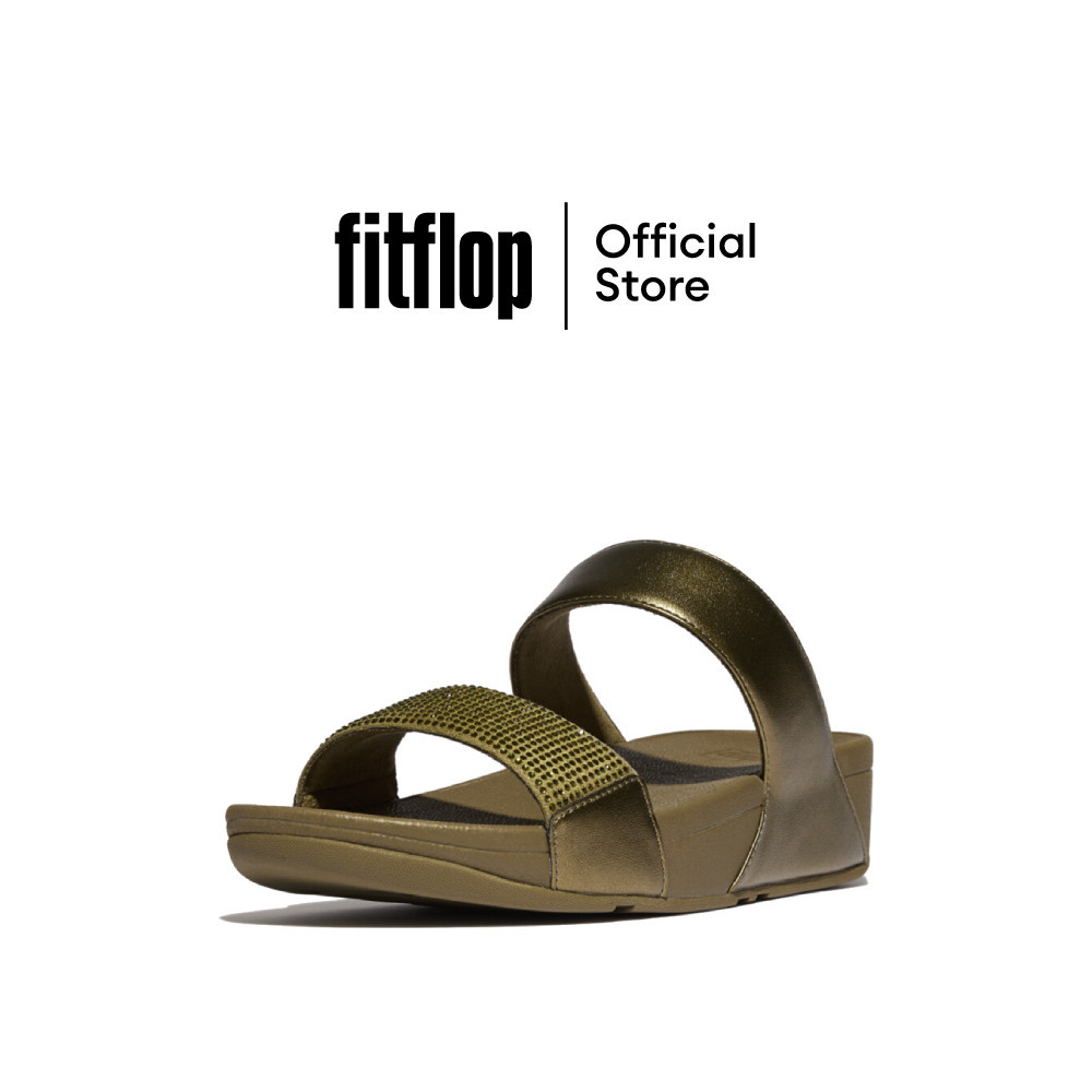 FITFLOP LULU CRYSTAL EMBELLISHED SLIDE รองเท้าแตะผู้หญิง รุ่น EC4-C14 สี CAMO GREEN