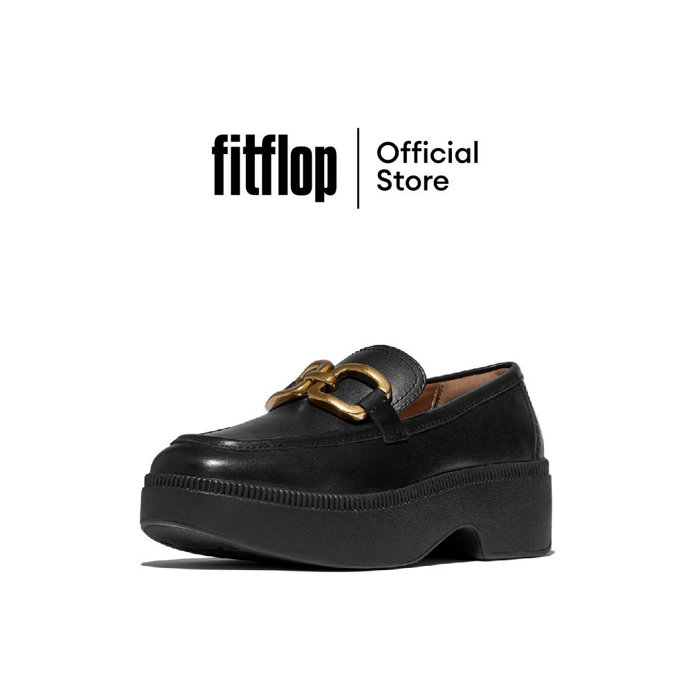 FITFLOP F-LUMA SQUARE-CHAIN LEATHER รองเท้าโลฟเฟอร์ผู้หญิง รุ่น E3T-001 สี BLACK
