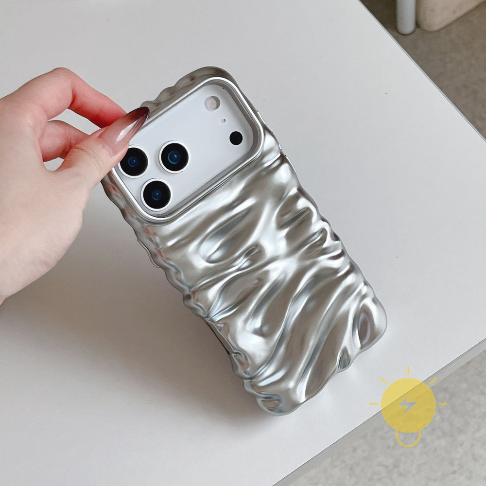 For เคสไอโฟน TPU Plating Butter 3D Silver เคส Phone Case For iPhone 17 Pro Max Plus 16 15 14 13  Cover  Aesthetic Korean Cute ราคา ถูกที่สุด ดีลบีเคเค แกลเลอรีภาพที่ 2