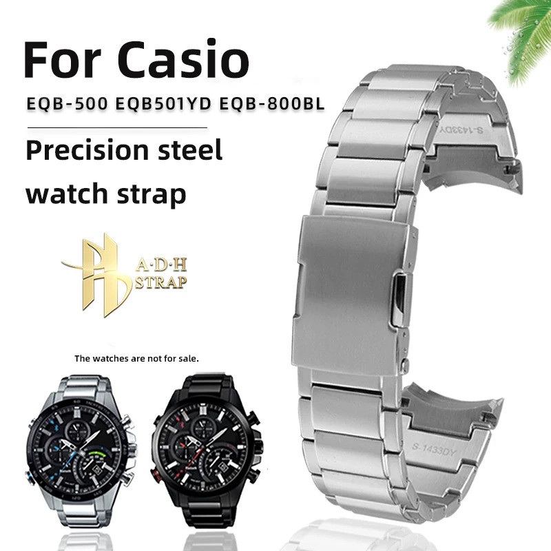 สําหรับ Casio Edifice Series EQB-500 EQB-501 EQB-800 นาฬิกา 22 มม.อินเทอร์เฟซโค้ง Watchband สําหรับช