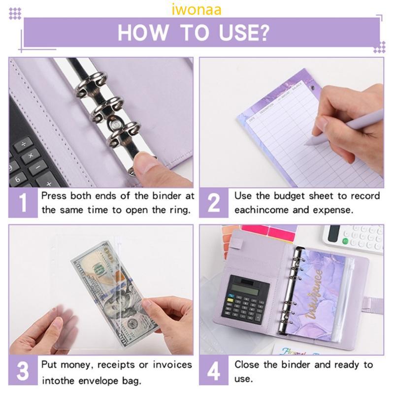 PU Budget Binder Planner with Cash Envelope, Budget Sheet, Sticker, calculator