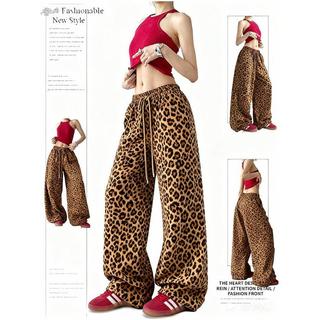 Casual Leopard Print Loose Pants – Wide Leg, Drawstring Waist