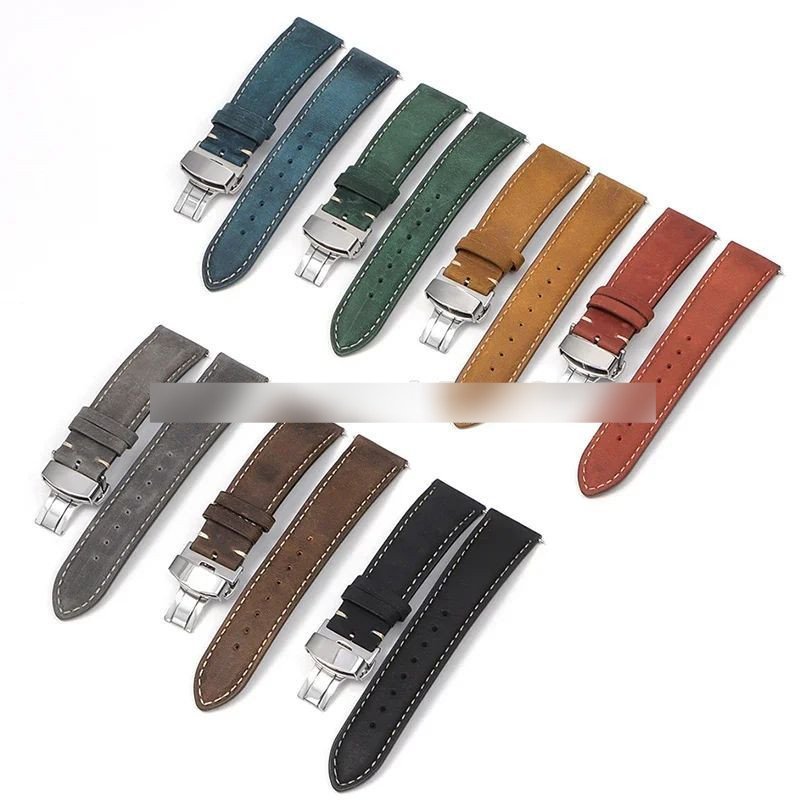 14/16/20/22/24 มม.วินเทจสายหนังแท้ Crazy Horse Cowhide Band Unisex Minimalist สายรัดข้อมือ - รูปที่ 4