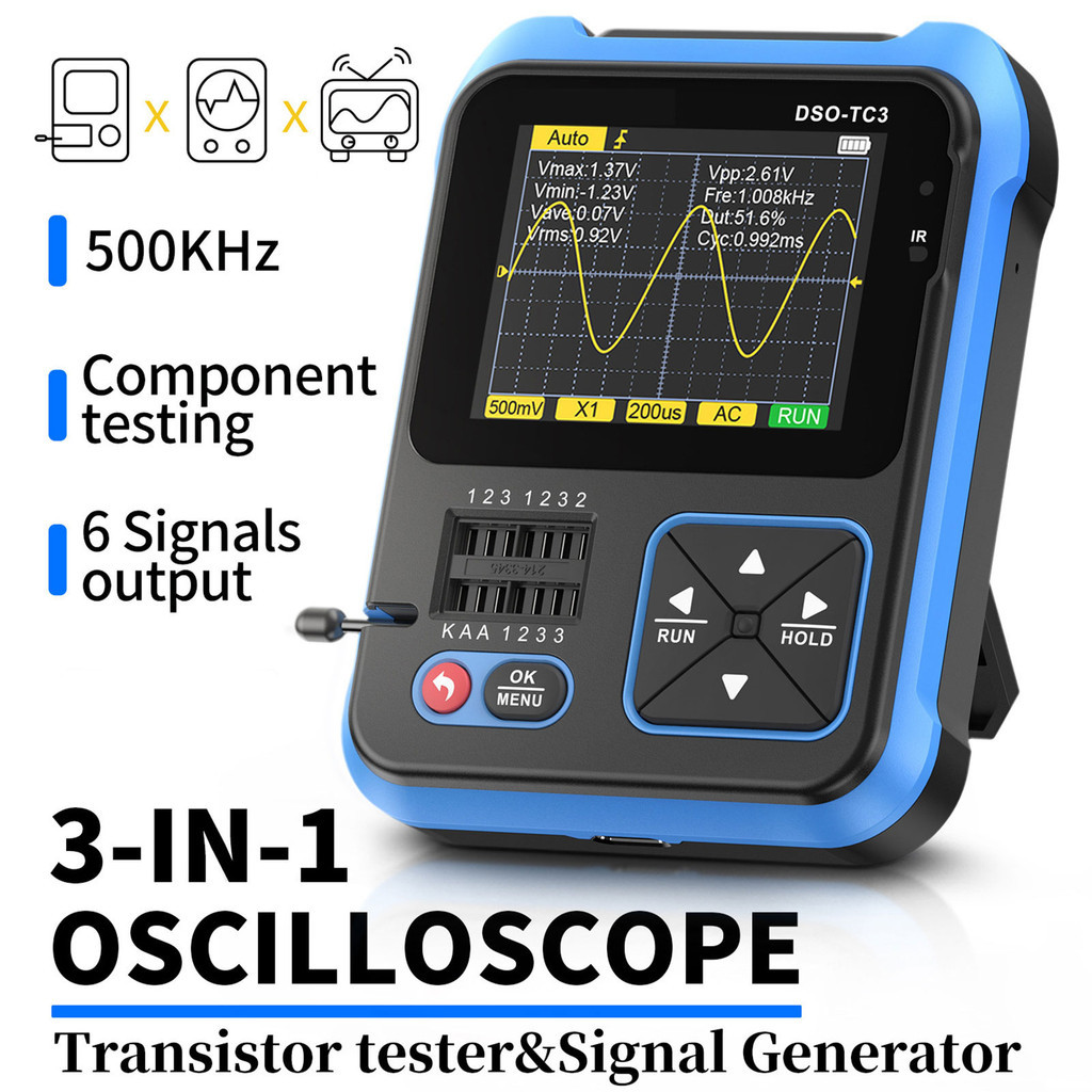 Th FNIRSI DSO-TC3 Digital Oscilloscope เครื่องทดสอบทรานซิสเตอร์ฟังก์ชั่นสัญญาณเครื่องกําเนิดไฟฟ้า 3 