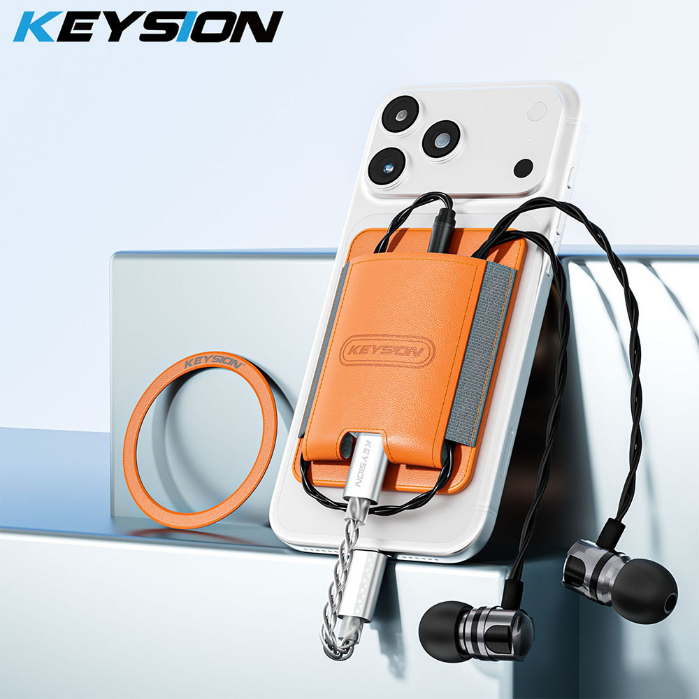 KEYSION แม่เหล็กผู้ถือบัตรซองหนังยืดหยุ่นสําหรับ Magsafe สําหรับ iPhone 17 16 DAC เครื่องขยายเสียงหู