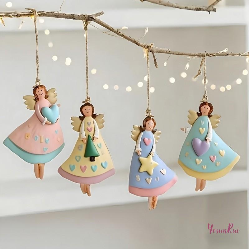 YosunRui] 4 ชิ้น/เซ็ต Vintage Angel Decor แฟนตาซีไม้ Xmas Tree เครื่องประดับตกแต่งบ้านปีใหม่ของขวัญตกแต่งคริสต์มาสใหม่