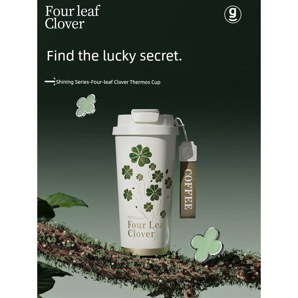 กระบอกน้ำ กระบอกน้ำร้อน Girls Coffee Ceramic Liner Straw 316 Stainless Steel