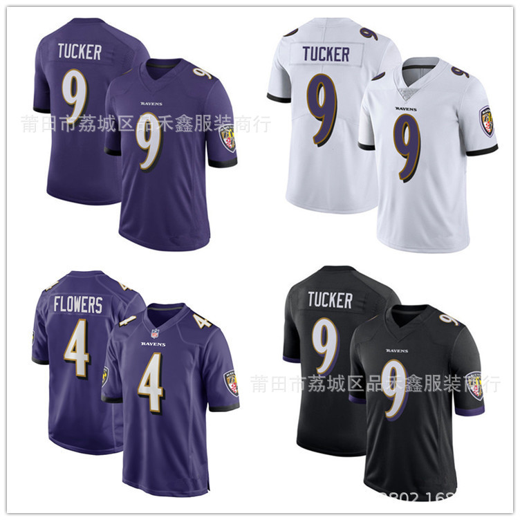 เสื้อกีฬา NFL Baltimore RavensJustin Tucker หมายเลข 9 สีขาว จัดส่งภายในวันเดียว