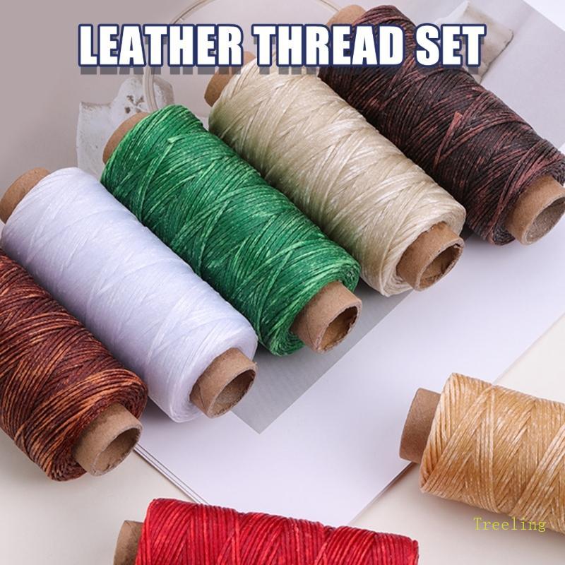 Treeling 5 ม้วนหนังเย็บ Waxed ด้าย 109Yards แต่ละ Spool สําหรับงานฝีมือหนัง