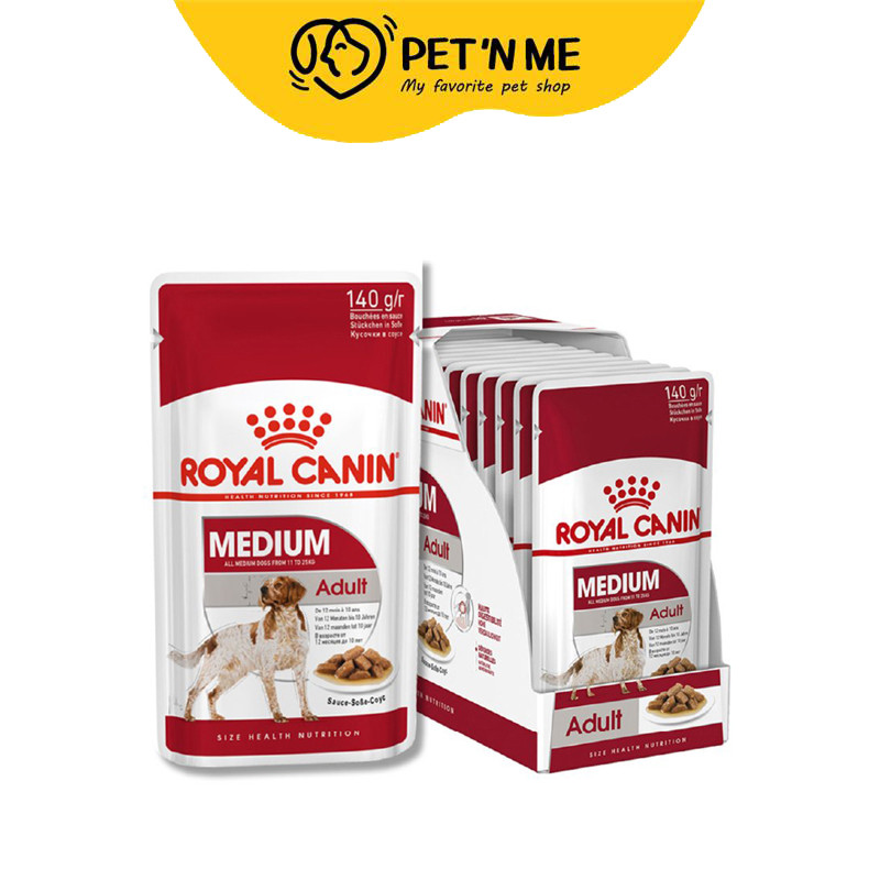 [จัดส่งจากคลัง] ROYAL CANIN โรยัลคานินอาหารแบบเปียกสำหรับสุนัขโตพันธุ์กลาง 140กรัม แพค 10 [9003579008362]