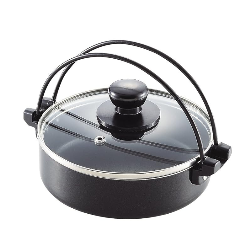 Compact Sukiyaki Pot with Glass Lid - IH Compatible and Non-Stick Coating - 16cm & 18cm Options