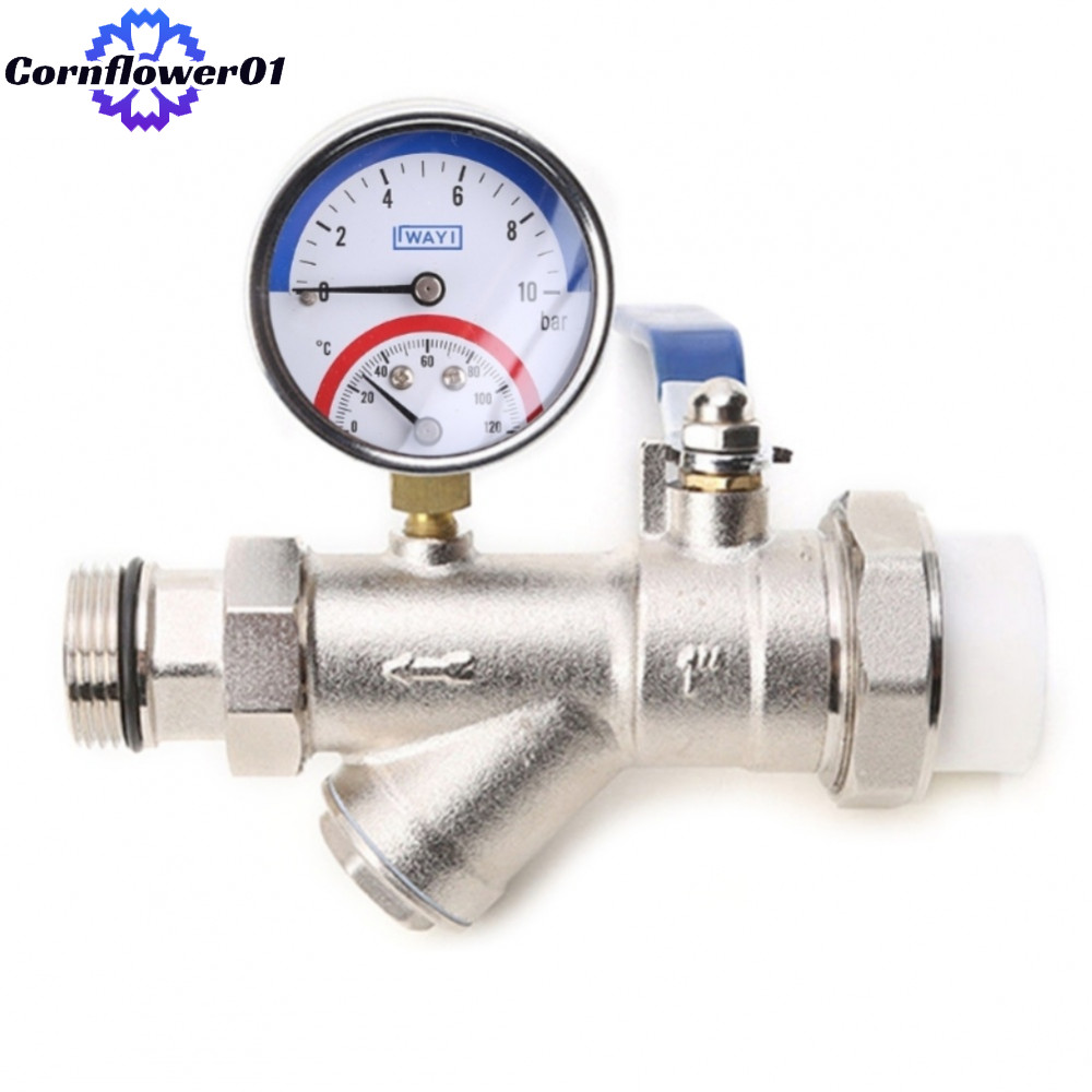 [cornflower01]Pressure Gauge 0-10 Bar Pressure Range Easy Monitoring Floor Heating System