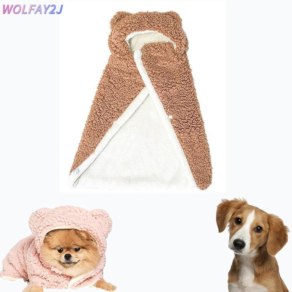WOLFAY2J ผ้าห่มสําหรับสัตว์เลี้ยง, ผ้าห่ม Cape Soft Easy Snap, ผ้าฝ้ายคุณภาพสูงกํามะหยี่ Warm Dog Ro
