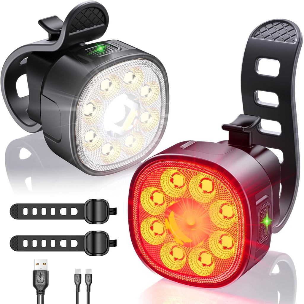 Victagen Bike Lights Kit 9LED Bike Headlights High & Low Beams, Ultra-Light and Bright Bicycle Light