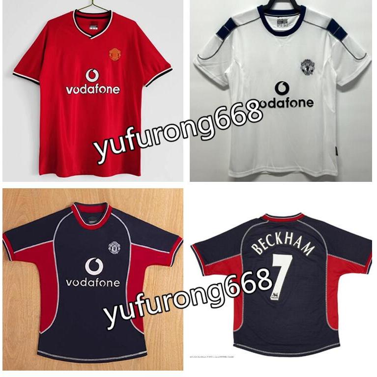MI 00-01 M Home Red Retro Soccer Jersey MUC Football BECKHAM
