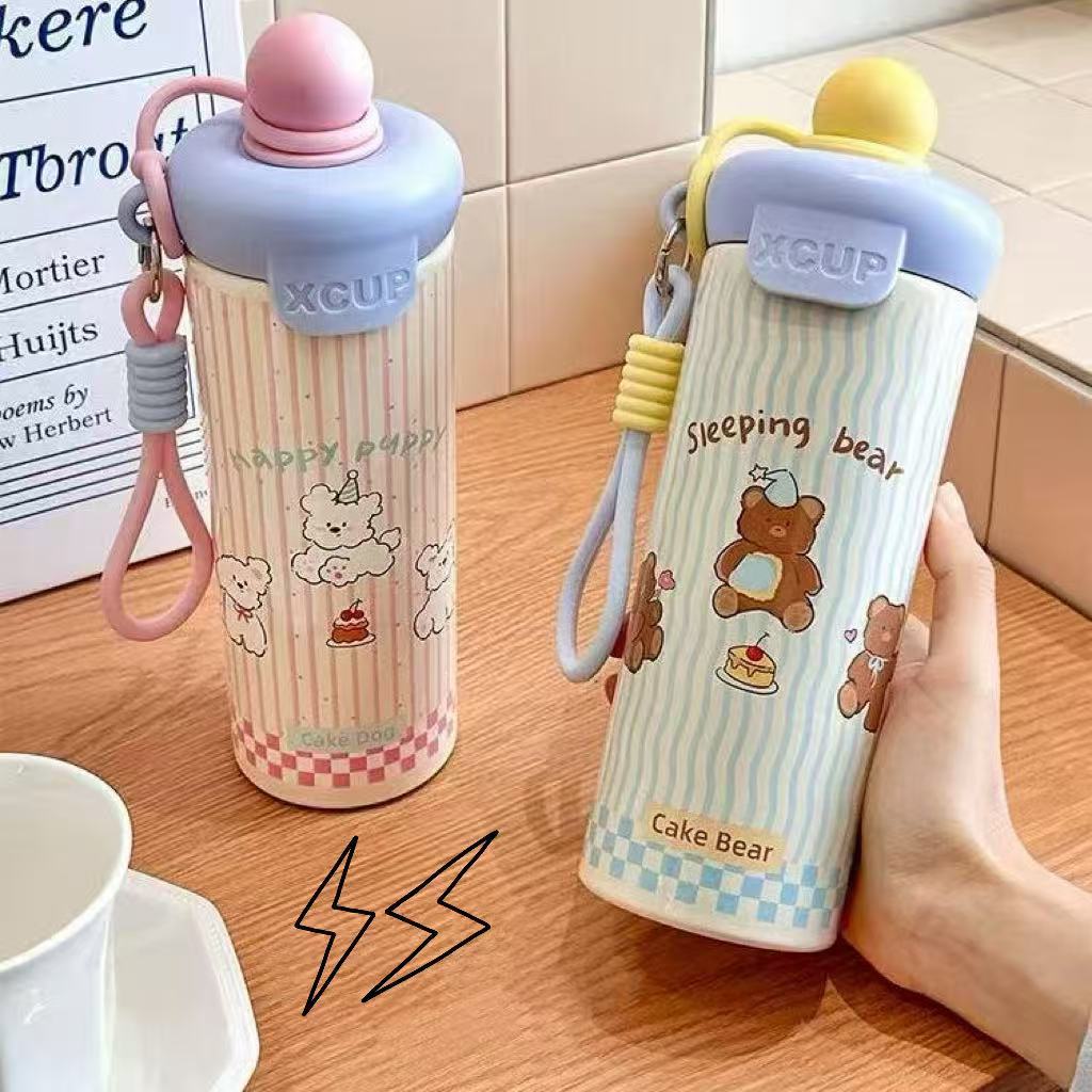 แก้วน้ําเก็บความเย็นร้อน ขนาด600ML สีมาคาฮอน พร้อมฝาปิดและหลอดดูด แก้วสแตนเลส316 พกพาสะดวก Hiday