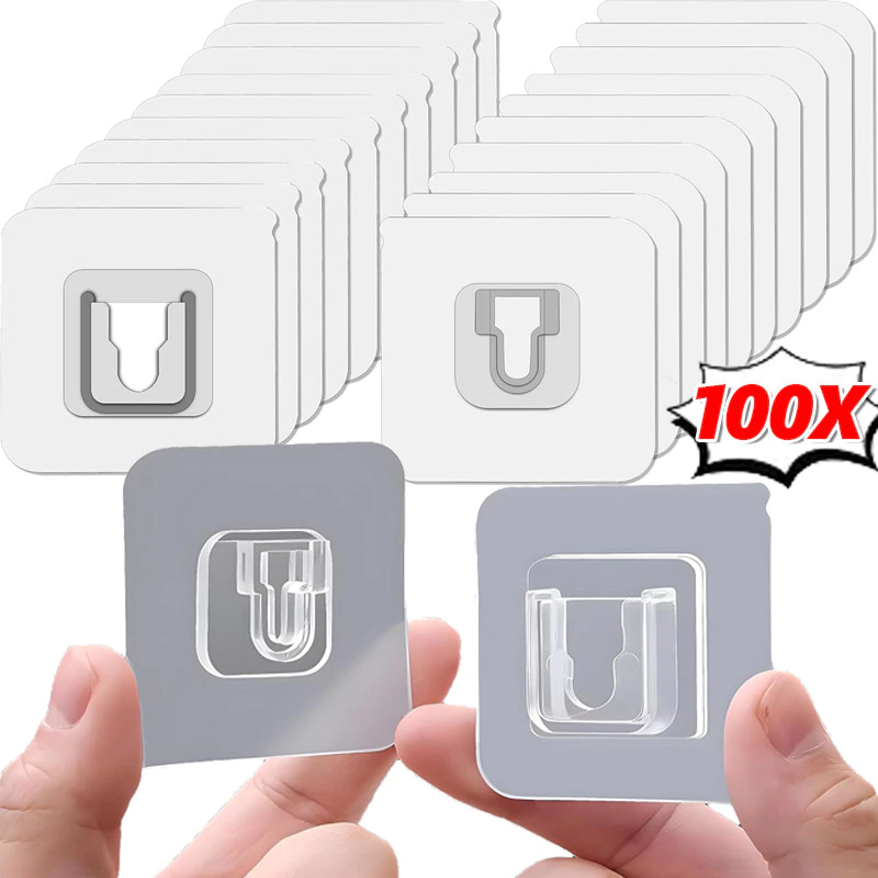 10-50 คู่สองด้านกาวผนังตะขอ-ห้องครัวห้องน้ําปลั๊กซ็อกเก็ตผู้ถือ-อเนกประสงค์กันน้ําตะขอจัดเก็บ