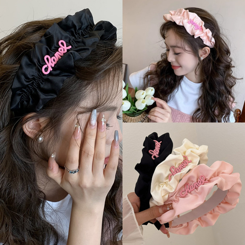 ที่คาดผมสไตล์เกาหลี สำหรับผู้หญิง พร้อมลายอักษรและขอบกว้าง