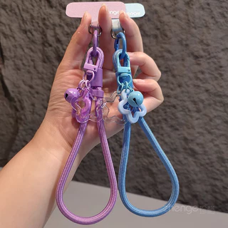 โทรศัพท์มือถือเชือกเส้นเล็กข้อมืออินแขวนโซ่ดาวระฆังจี้สั้นทอแบบพกพาเชือกมือกลางแจ้งสากล