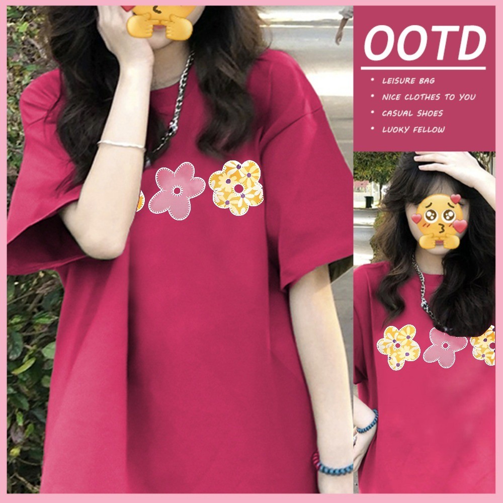 T42.SHOP  ผู้หญิง เสื้อยืด oversize เสื้อหวานๆ โคตรนุ่ม ไม่ยับง่าย ผ้าคอตตอน ลาย “Three flowers” สินค้าใหม่ ราคา ถูกที่สุด ดีลบีเคเค แกลเลอรีภาพที่ 8
